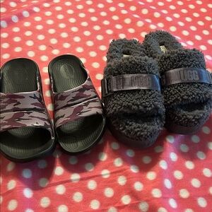 Ugg fluffita slides & oofos size 7